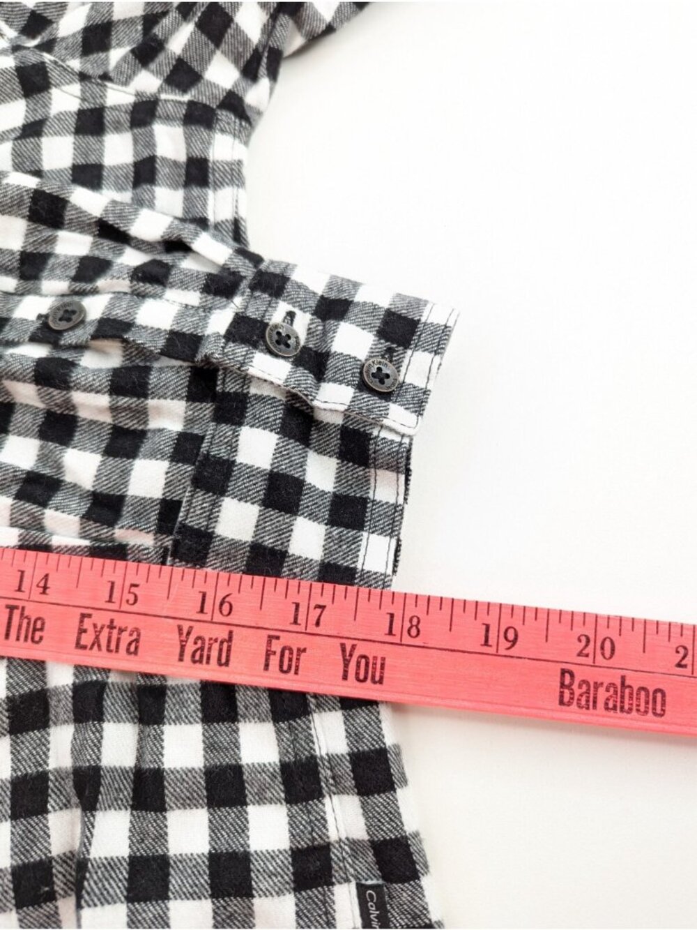 Calvin Klein Women Small Flannel Shirt Black White Plaid Long Sleeve Button Down - Picture 10 of 11